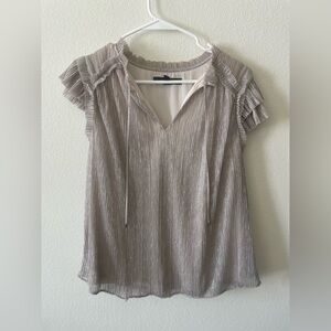White House black market gold and silver shimmer v neck tank top blouse
